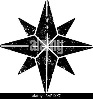 Compass black hand drawn icon in grunge look Stock Vector