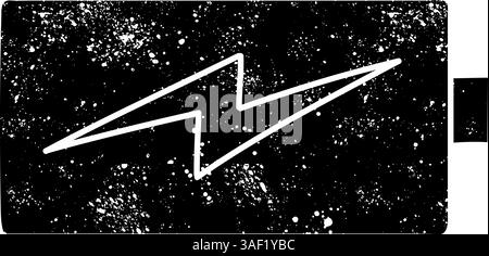 Battery charging black hand drawn icon in grunge look Stock Vector