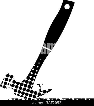 Hammer pulling nail black hand drawn icon in halftone texture style Stock Vector