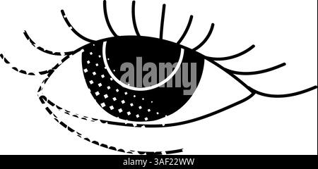 Women eye black hand drawn icon in halftone texture style Stock Vector