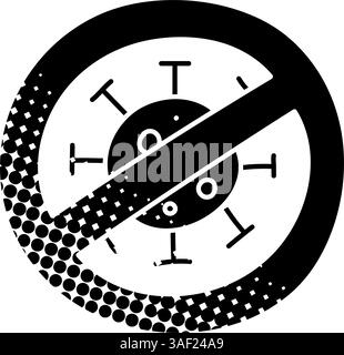 No virus black hand drawn icon in halftone texture style Stock Vector