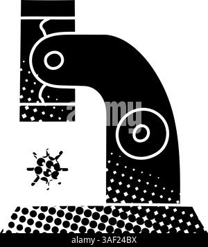 Virus under microscope black hand drawn icon in halftone texture style Stock Vector