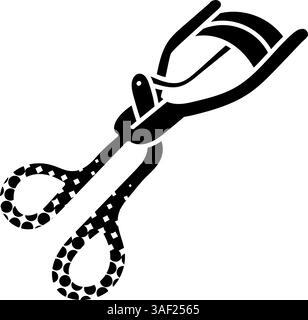 Eye lash tool black hand drawn icon in halftone texture style Stock Vector