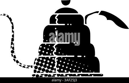 Coffee brewing water kettle black hand drawn icon in halftone texture style Stock Vector
