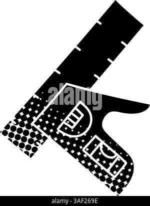 Hand drawn ruler icon woodworking tool in sticker style vector ...
