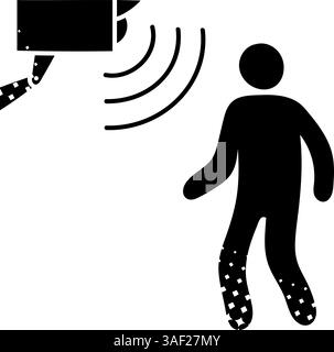 Motion sensor black hand drawn icon in halftone texture style Stock Vector