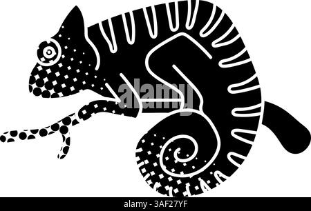 Chameleon on tree branch icon Stock Vector