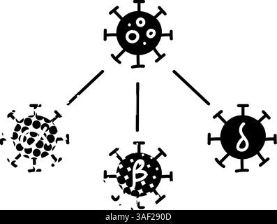 Virus mutation concept black hand drawn icon in halftone texture style Stock Vector