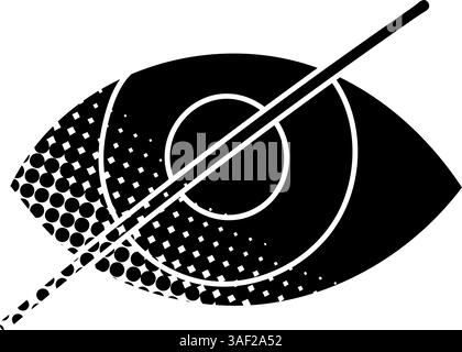 Eyeball black hand drawn icon in halftone texture style Stock Vector
