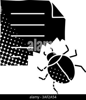 Computer bug black hand drawn icon in halftone texture style Stock Vector
