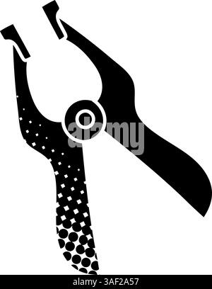 Wood clamp black hand drawn icon in halftone texture style Stock Vector