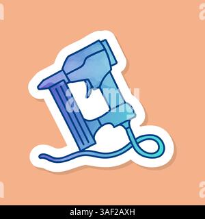 Air nailer nail gun tool color sticker Stock Vector