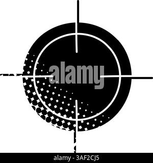black hand drawn icon in halftone texture style map recenter Stock Vector