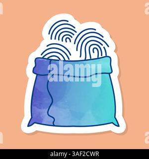 Fingerprint identity harvest color sticker Stock Vector