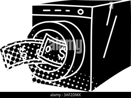 Money laundry black hand drawn icon in halftone texture style Stock Vector