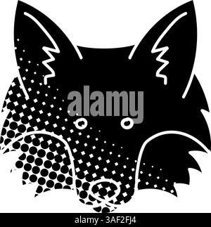 Fox black hand drawn icon in halftone texture style Stock Vector