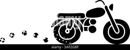 black hand drawn icon in halftone texture style map motorcycle route icon Stock Vector