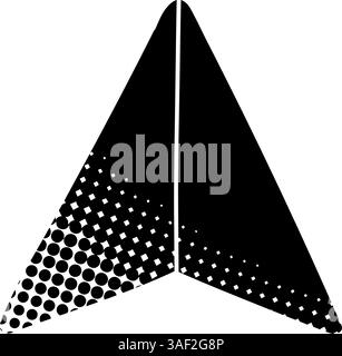 black hand drawn icon in halftone texture style map pin arrow head Stock Vector