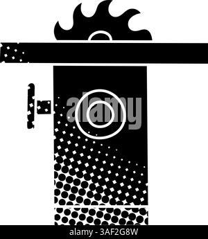 Woodworking table saw black hand drawn icon in halftone texture style Stock Vector