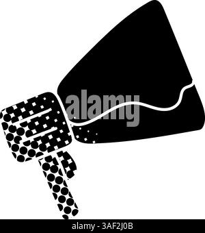Megaphone loudspeaker black hand drawn icon in halftone texture style Stock Vector