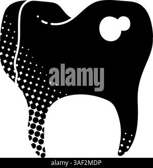Tooth with ache black hand drawn icon in halftone texture style Stock Vector