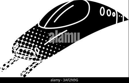 Bullet train black hand drawn icon in halftone texture style Stock Vector
