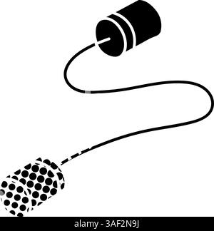 Communication intercepting black hand drawn icon in halftone texture style Stock Vector