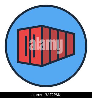 Red Shipping Container vector round colored icon or sign Stock Vector