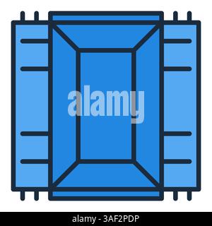 Vector colored icon or sign of Opened Blue Shipping Container Stock Vector