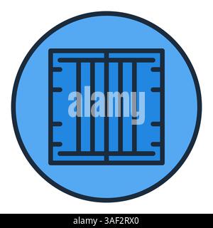Blue Circle with Shipping Container vector icon or cargo concept sign Stock Vector