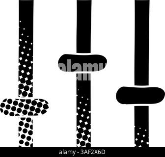Setting black hand drawn icon in halftone texture style Stock Vector