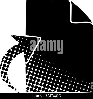 Upload document black hand drawn icon in halftone texture style Stock Vector