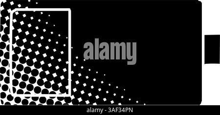 Low battery black hand drawn icon in halftone texture style Stock Vector