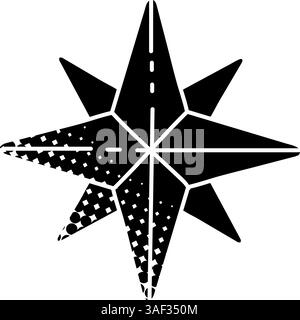 Compass black hand drawn icon in halftone texture style Stock Vector