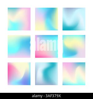 Holographic backgrounds set with smooth multicolor textures Stock Vector