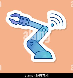 Wireless connected robotic arm color sticker Stock Vector