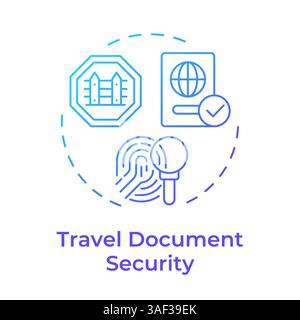Travel document security blue gradient concept icon Stock Vector