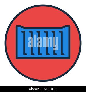 Blue Shipping Container vector round icon or sign with modern colored design Stock Vector