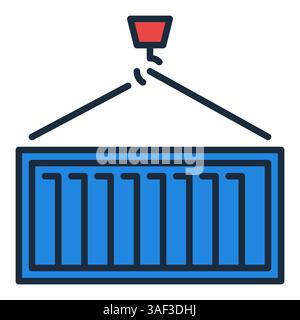Blue Shipping Container vector colored icon - logistics concept symbol Stock Vector
