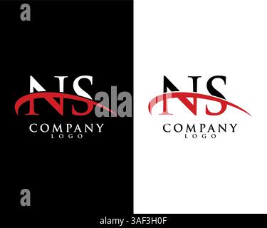 NS, SN initial letter company logo swoosh design vector Stock Vector