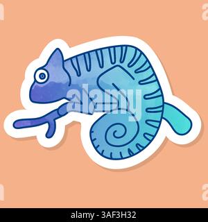 Chameleon on tree branch icon Stock Vector