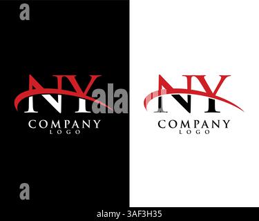 NY, YN initial letter company logo swoosh design vector Stock Vector
