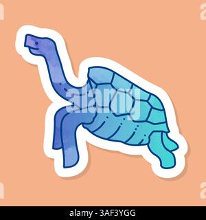 Galapagos giant tortoise color sticker Stock Vector