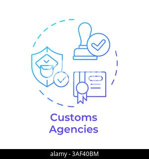 Customs agencies blue gradient concept icon Stock Vector
