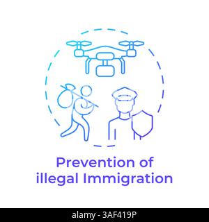 Prevention of illegal immigration blue gradient concept icon Stock Vector