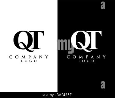 QT, TQ modern logo design with Black and white background. vector logo for business and company identity Stock Vector