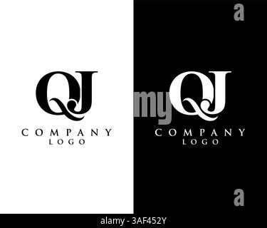 QJ, JQ modern logo design with Black and white background. vector logo for business and company identity Stock Vector