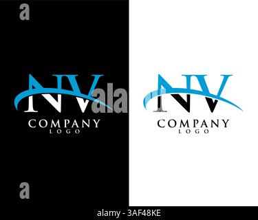 NV, VN initial letter company logo swoosh design vector Stock Vector