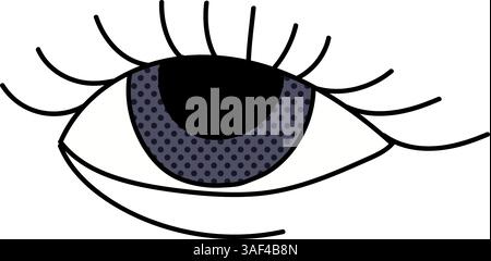 women eye halftone hand drawn color vector illustration Stock Vector