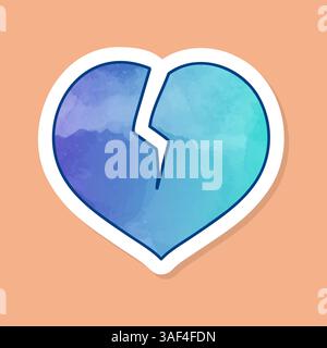 Broken heart shape color sticker Stock Vector